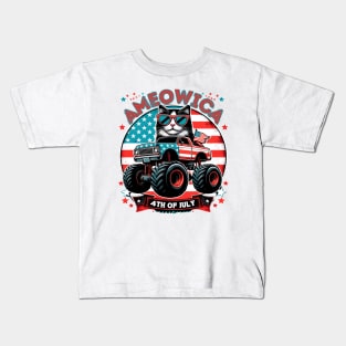 Independence Rumble: Ameowica Cat on the 4th of July Track Kids T-Shirt